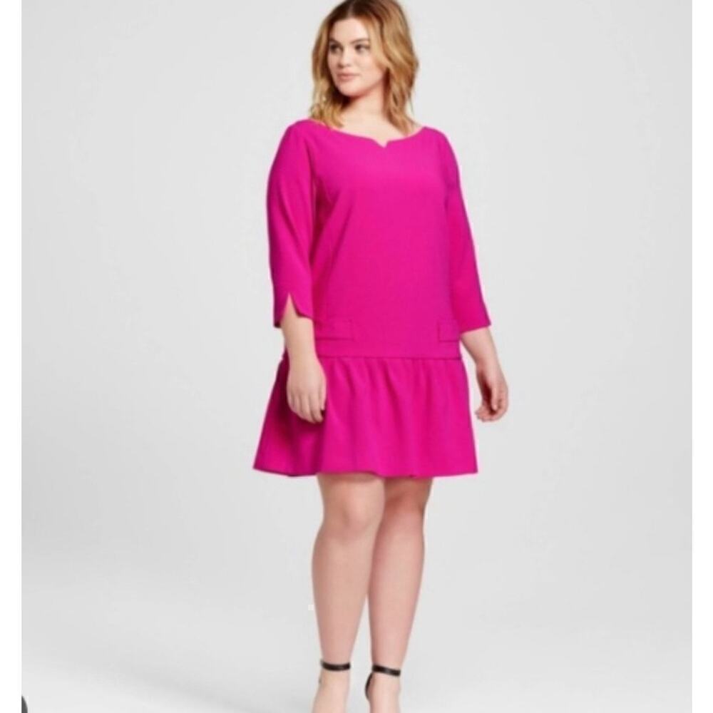Victoria Beckham for Target Fuchsia Midi Drop-Waist Dress